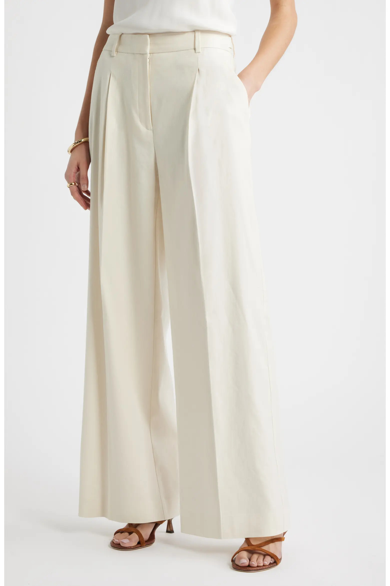 Pleated Linen Blend Wide Leg Pants (Women) | Nordstrom | Nordstrom