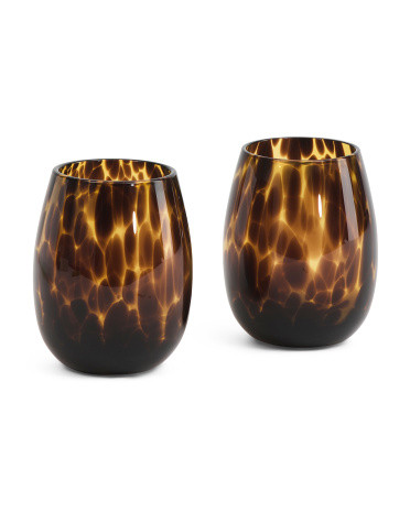 2pk Tortoise Stemless Wine Glasses | TJ Maxx