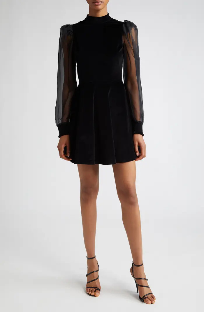Alice + Olivia Paulette Long Sleeve Velvet Minidress | Nordstrom | Nordstrom