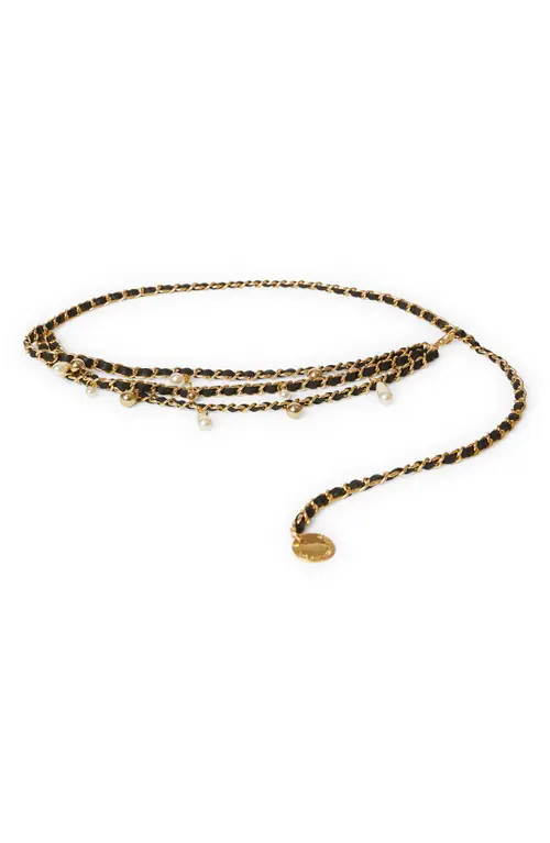 B-Low the Belt Madelyn Chain Leather Belt in Black Gold at Nordstrom | Nordstrom