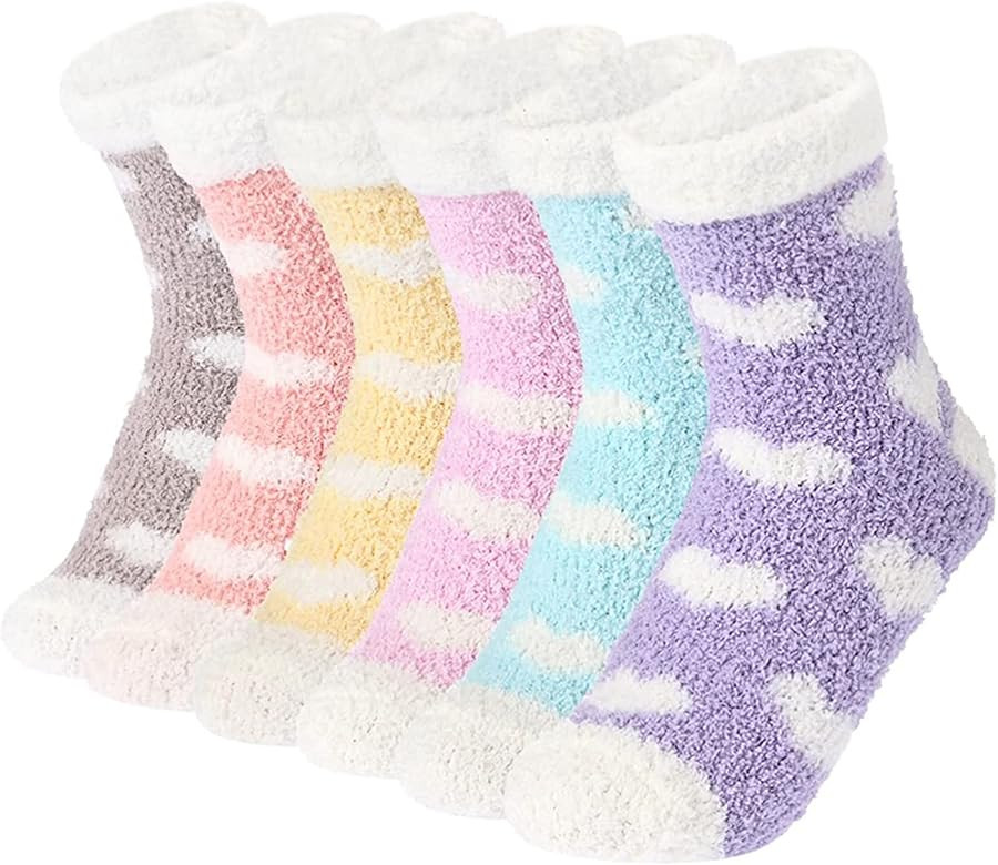 Plush Slipper Socks Women - Colorful Warm Fuzzy | Amazon (US)