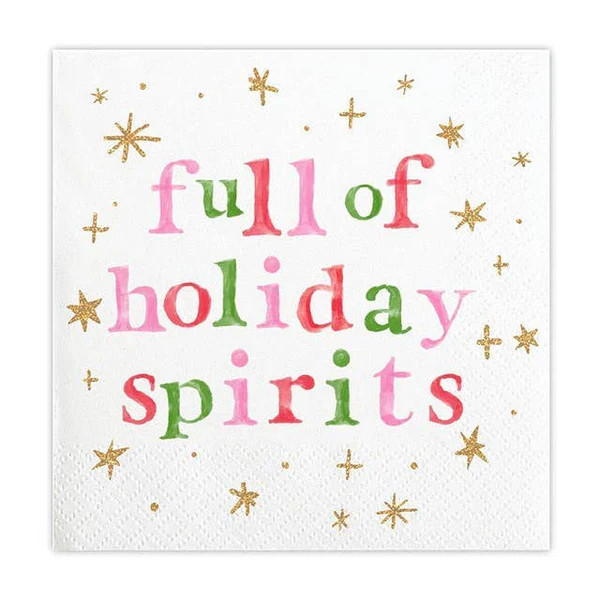 Full of Holiday Spirits Foil Cocktail Napkins | Linen & Clove