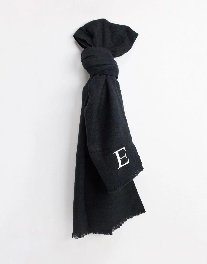 ASOS DESIGN personalised scarf with initial E in black | ASOS (Global)