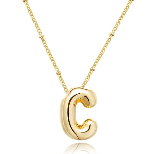 SELFROSE Gold Letter Necklace for Women,Dainty Initial Necklace Chunky Initial Pendant Necklaces for Women Trendy Preppy Gold Jewelry Birthday Gifts | Amazon (US)