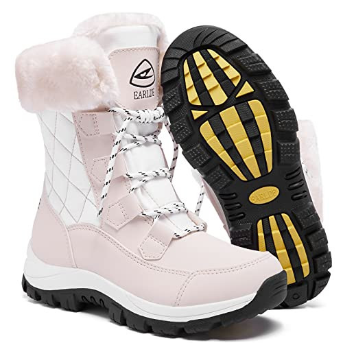 EARLDE Women’s Snow Boot With Waterproof Lace Up Mid-Calf Outdoor Winter Deep Tread Rubber Sole | Amazon (US)