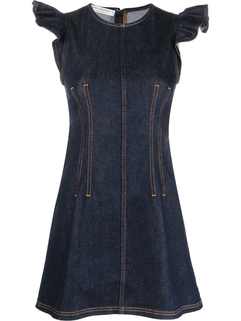 Philosophy Di Lorenzo Serafini ruffle-trim Detail Denim Dress - Farfetch | Farfetch Global