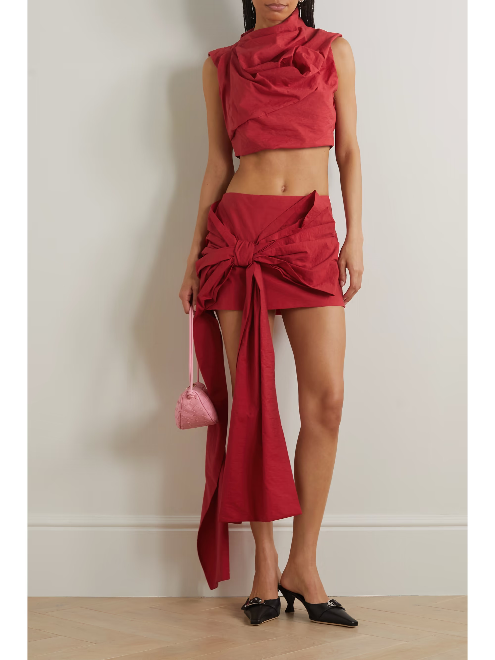 Cropped draped cotton-blend poplin top | NET-A-PORTER (US)