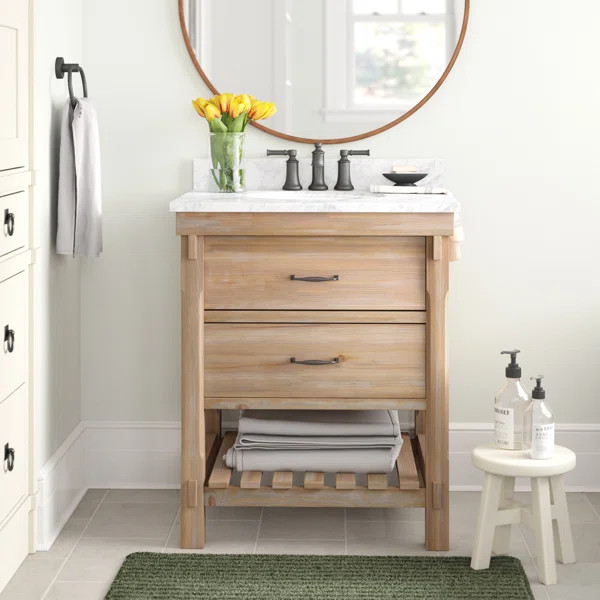 Kordell 30'' Single Bathroom Vanity with Carrara Marble Top | Wayfair North America