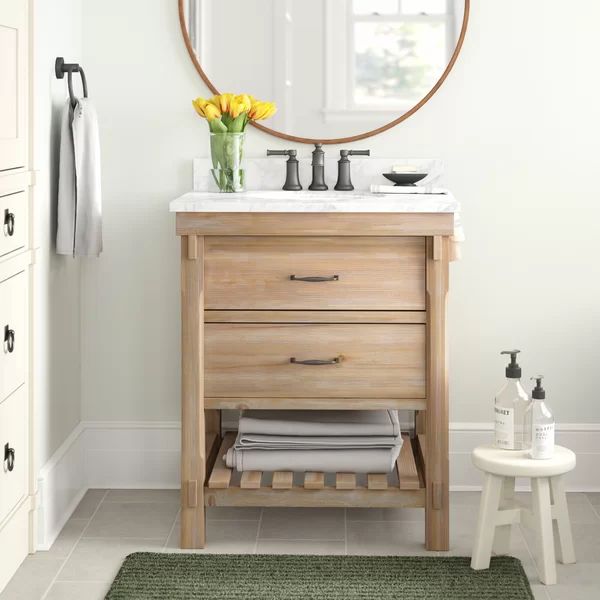 Kordell 30'' Single Bathroom Vanity with Carrara Marble Top | Wayfair North America