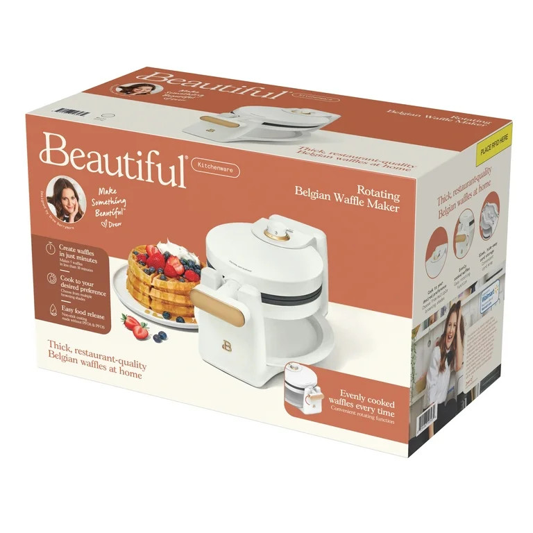 Beautiful Rotating Belgian Waffle Maker, White Icing by Drew Barrymore | Walmart (US)