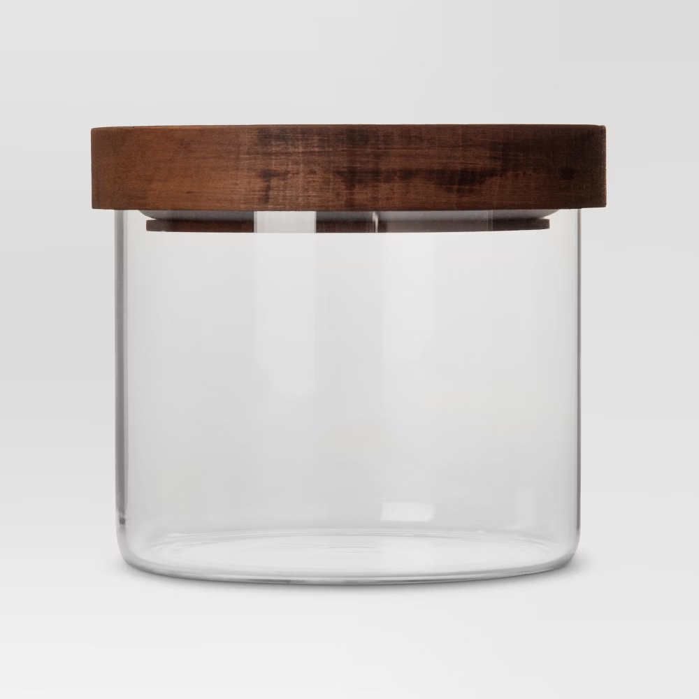 Glass Storage Canister with wood lid - Extra Small - Threshold , Clear | Target