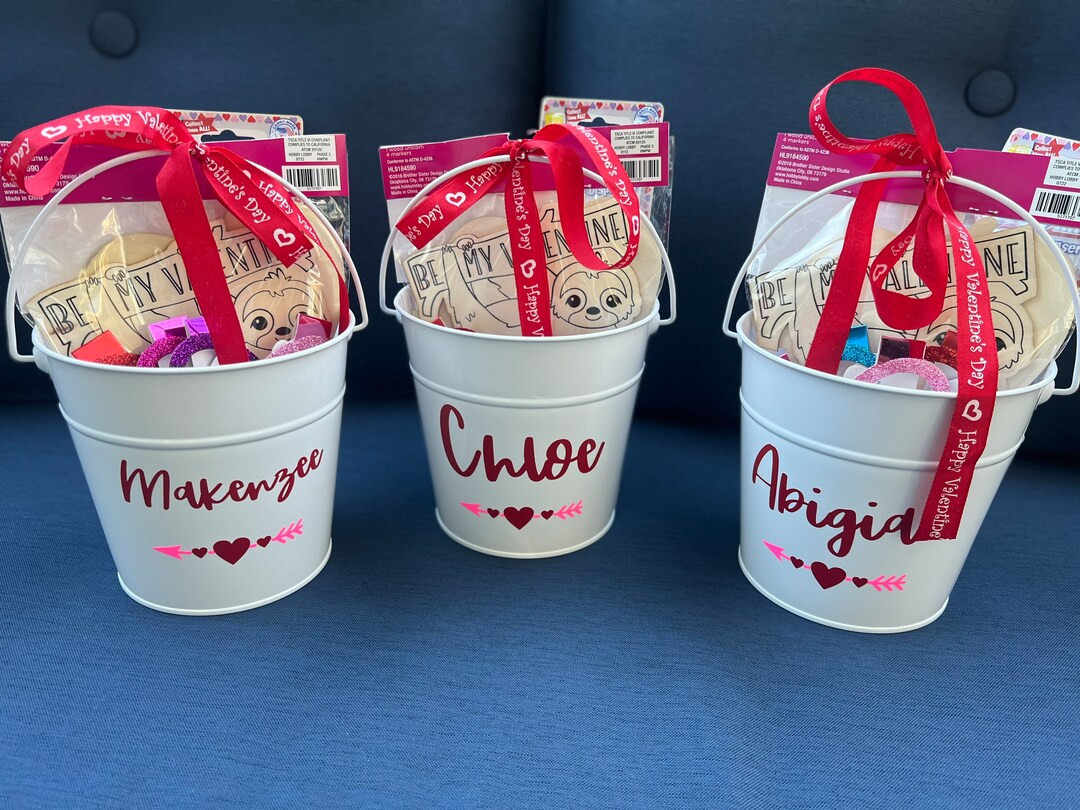 Personalized Valentine’s Day Pails | kids classroom gifts | for her/him | anniversary | gift bu... | Etsy (US)