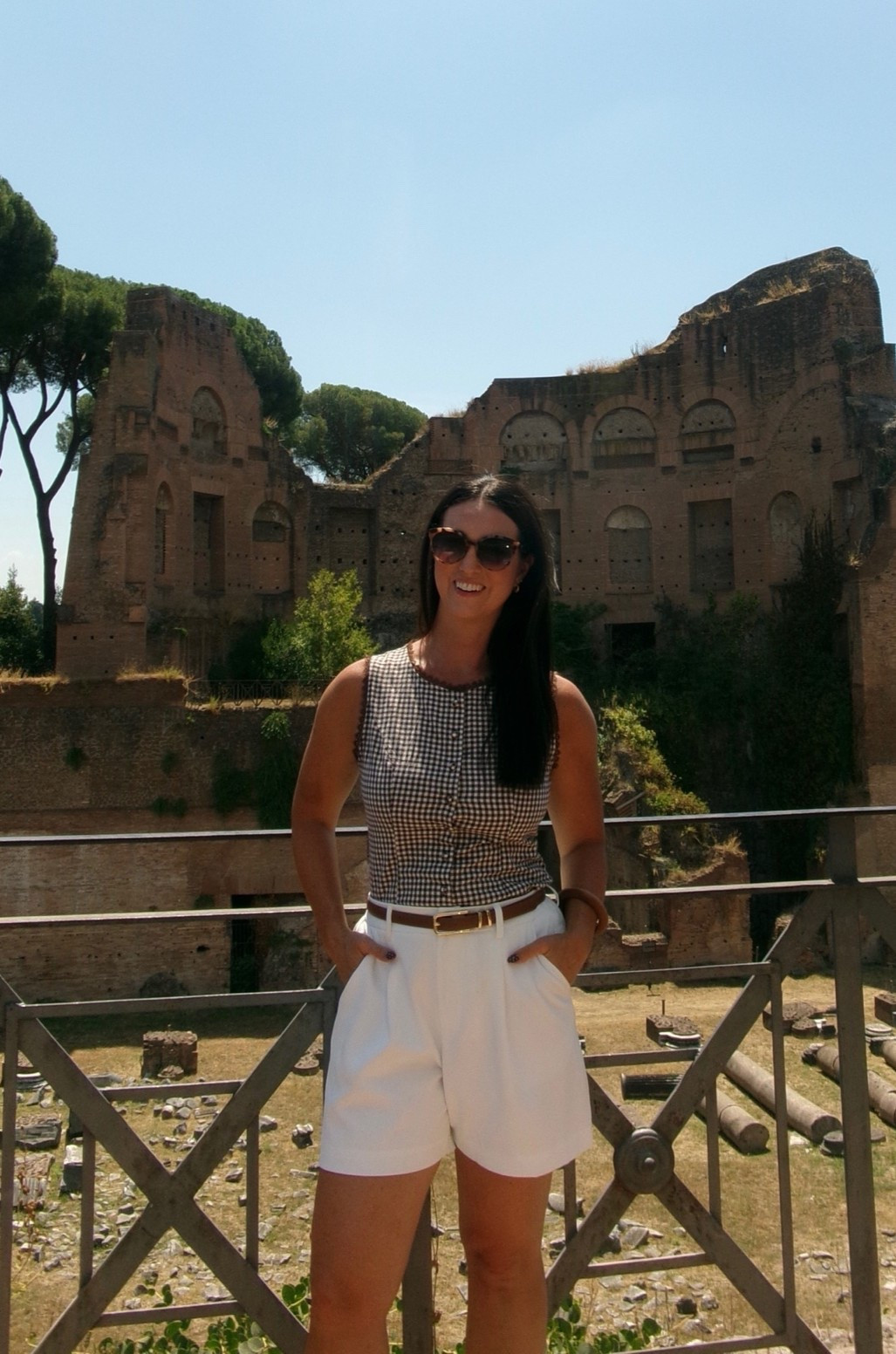 Day outfit for touring Rome! These white dress shirt have been a staple this whole trip! A slide this brown and white check top!

#LTKTravel #LTKSeasonal #LTKOver40