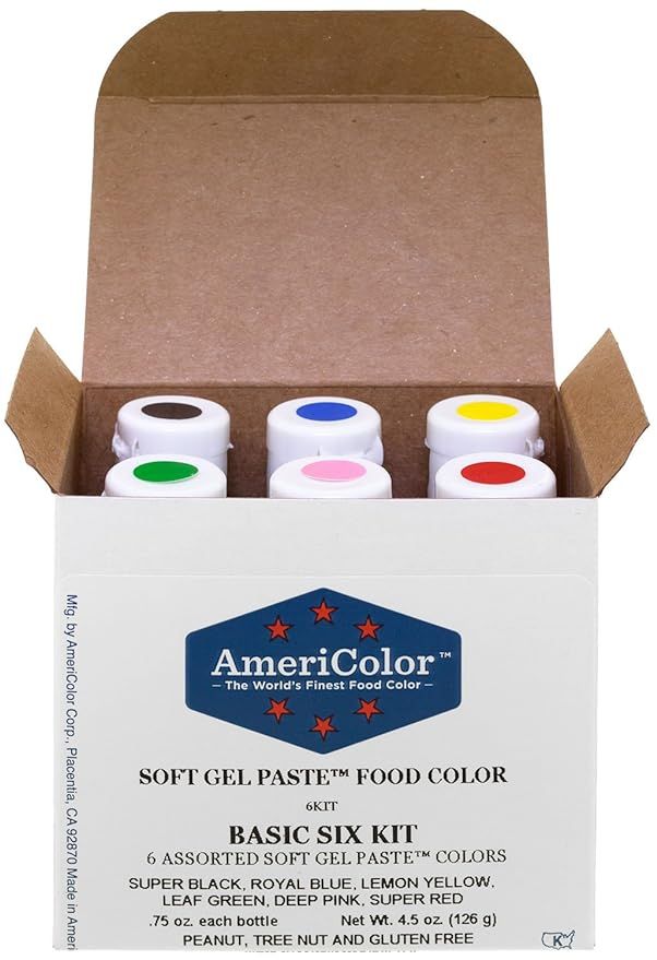 AmeriColor Basic Six Kit Soft Gel Paste Food Color, 0.75 Ounce, 6 Pack Kit | Amazon (US)
