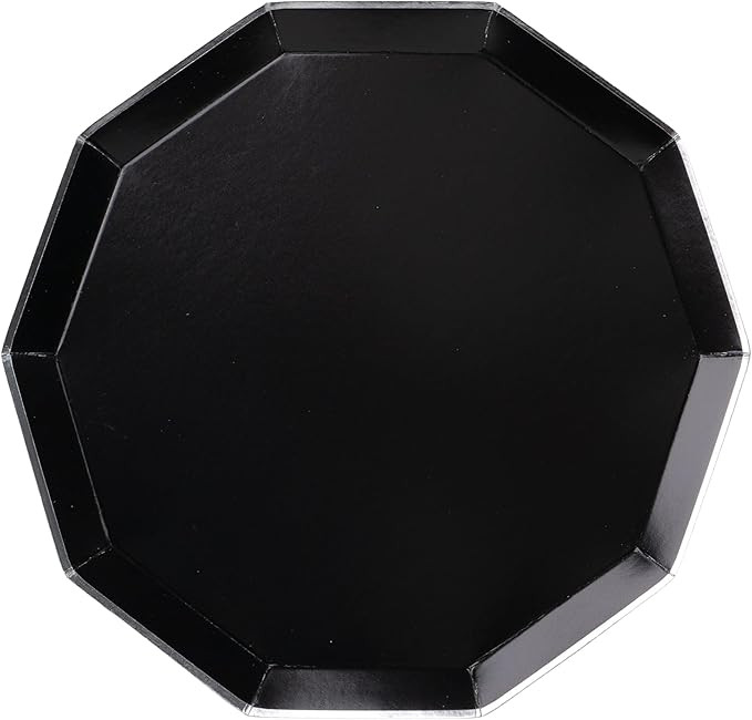 Black Paper Party Plates by Bonjour Fete | Disposable Plates For Halloween, Graduation, Silver Fo... | Amazon (US)