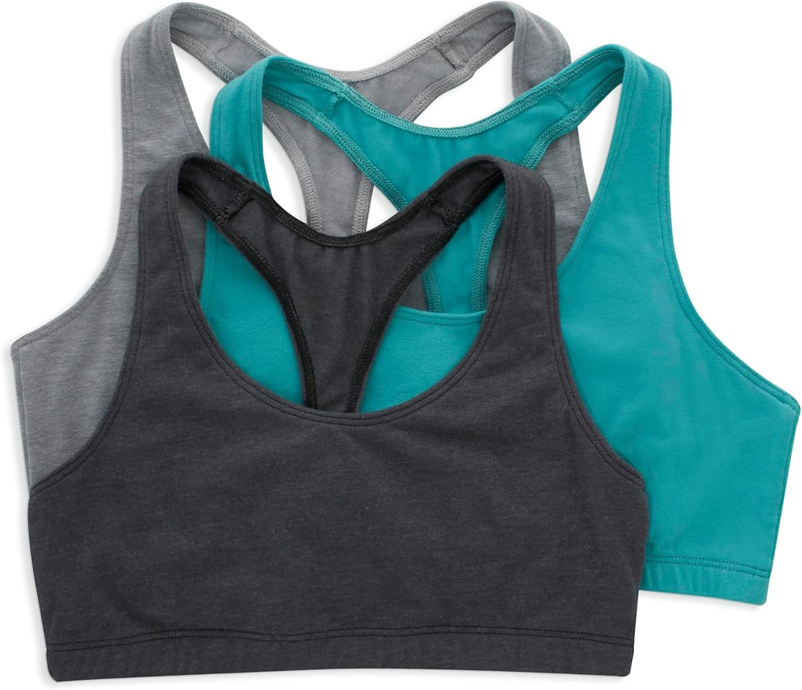 Hanes Women's Racerback Cotton T-Back Bralette (3 Pack) | Amazon (US)