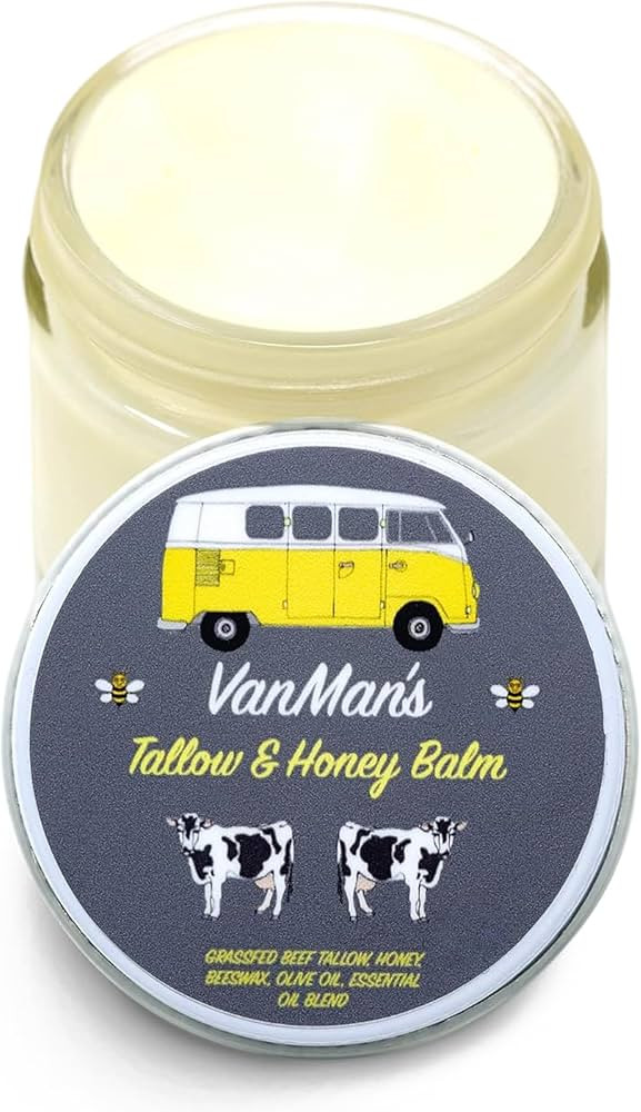 Vanman's Tallow and Honey Balm - Tallow Face Moisturizer with Grass-Fed/Finished Beef Tallow for ... | Amazon (US)