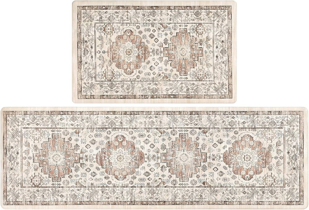 Pauwer Anti Fatigue Kitchen Mat Set of 2 Non Slip Kitchen Mats for Floor Cushioned Kitchen Rugs C... | Amazon (US)