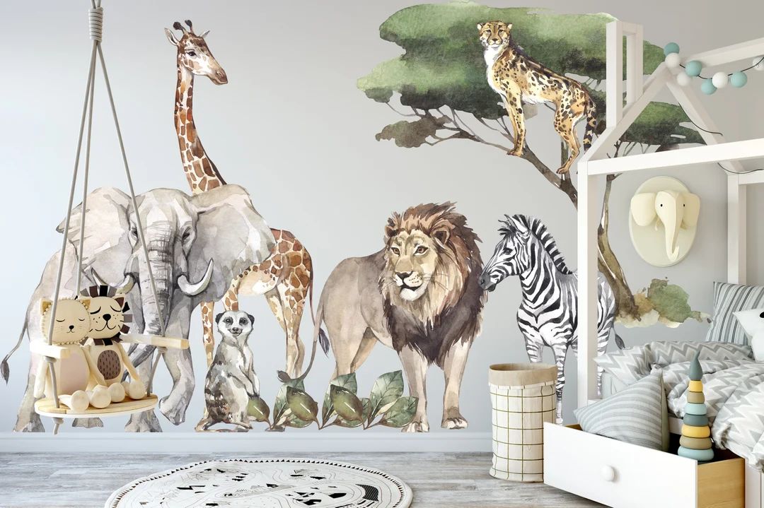 Safari Nursery In The UK, Jungle Animal Wall Stickers, Safari Wall Stickers, Safari wall decals, ... | Etsy (UK)