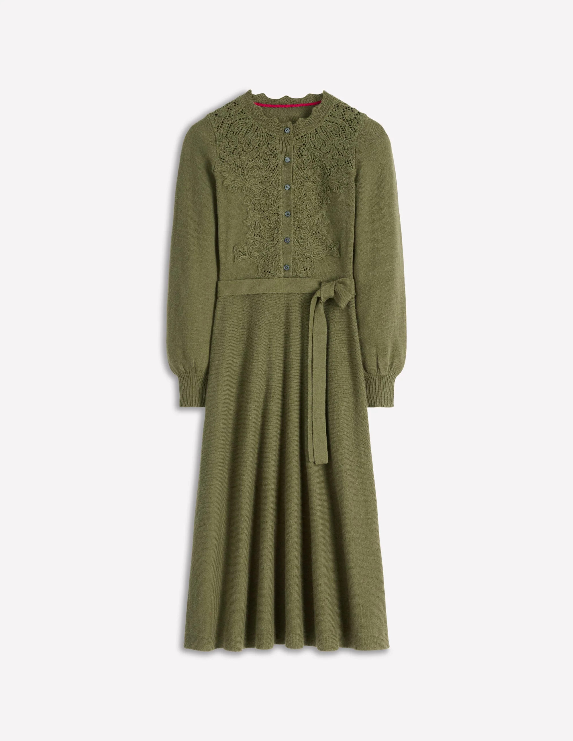 Lace Insert Knitted Midi Dress-Forest Glade | Boden (US)