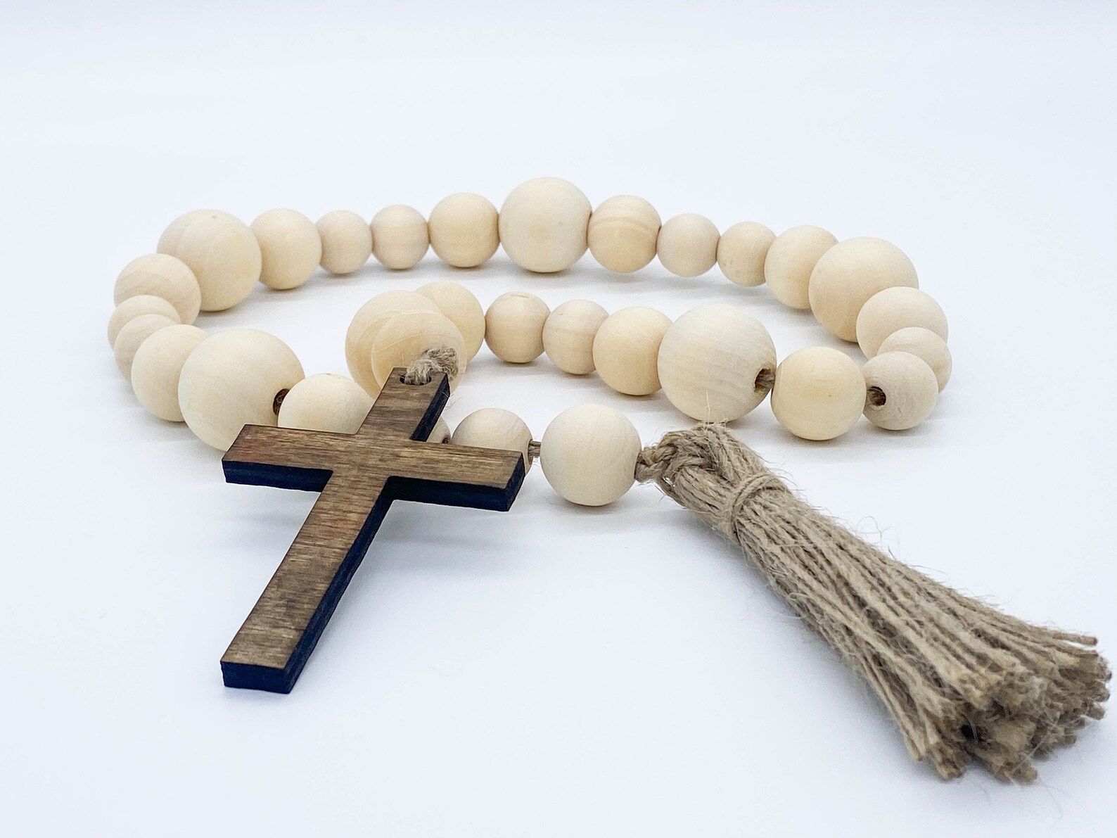 Farmhouse Beads With Tassle Easter Decor Wooden Cross - Etsy | Etsy (US)