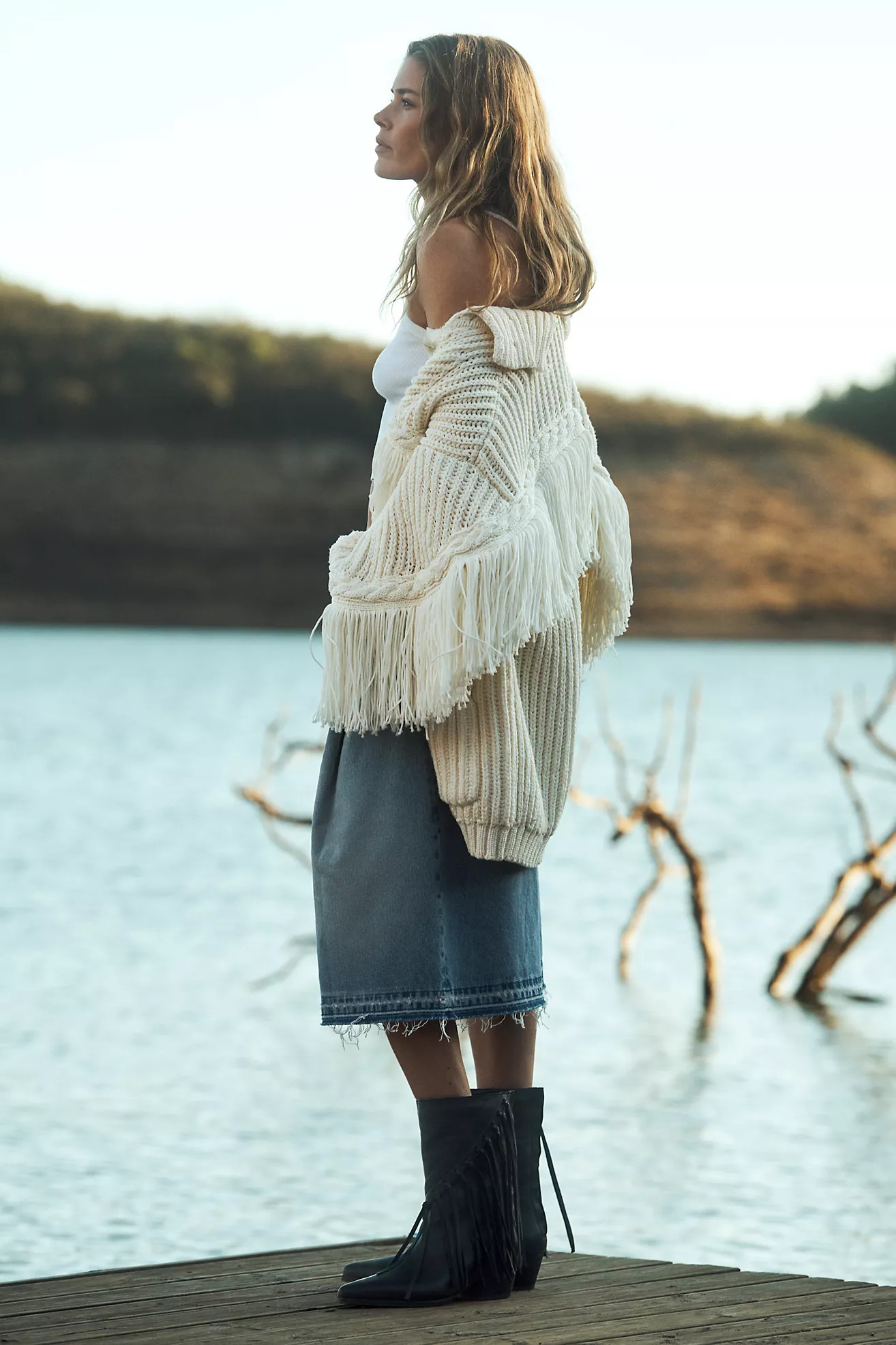 Maeve Fringed Oversize Cardigan Sweater | Anthropologie (US)