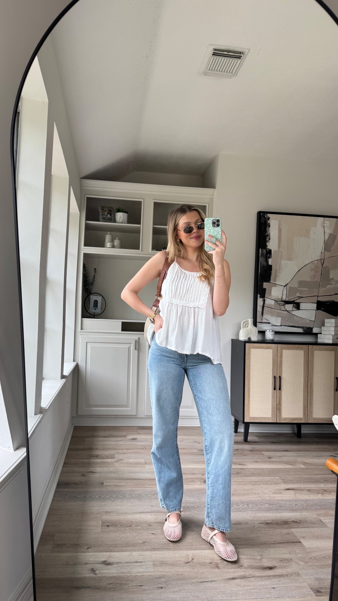 Casual Spring Outfit. | This top is so cute and it's perfect for nursing mamas. Wearing size S in the white top. Size 26 in the jeans. Flats fit tts. 


#LTKStyleTip