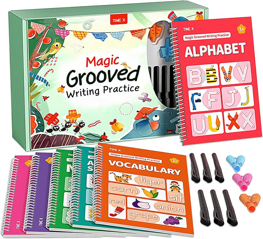 TIME X Magic Grooved Writing Practice Books, Reusable Handwriting Practice Books, Groove Workbook... | Amazon (US)