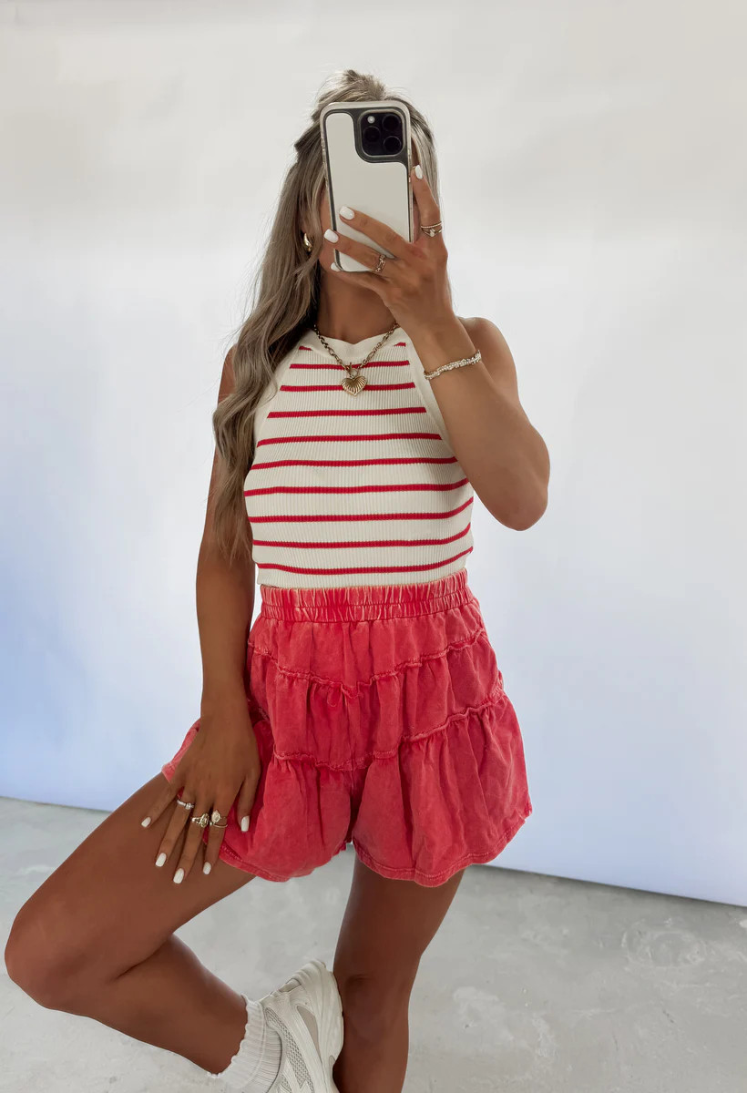 Easy Days Mineral Wash Ruffle Mini Shorts | CK Squared Boutique