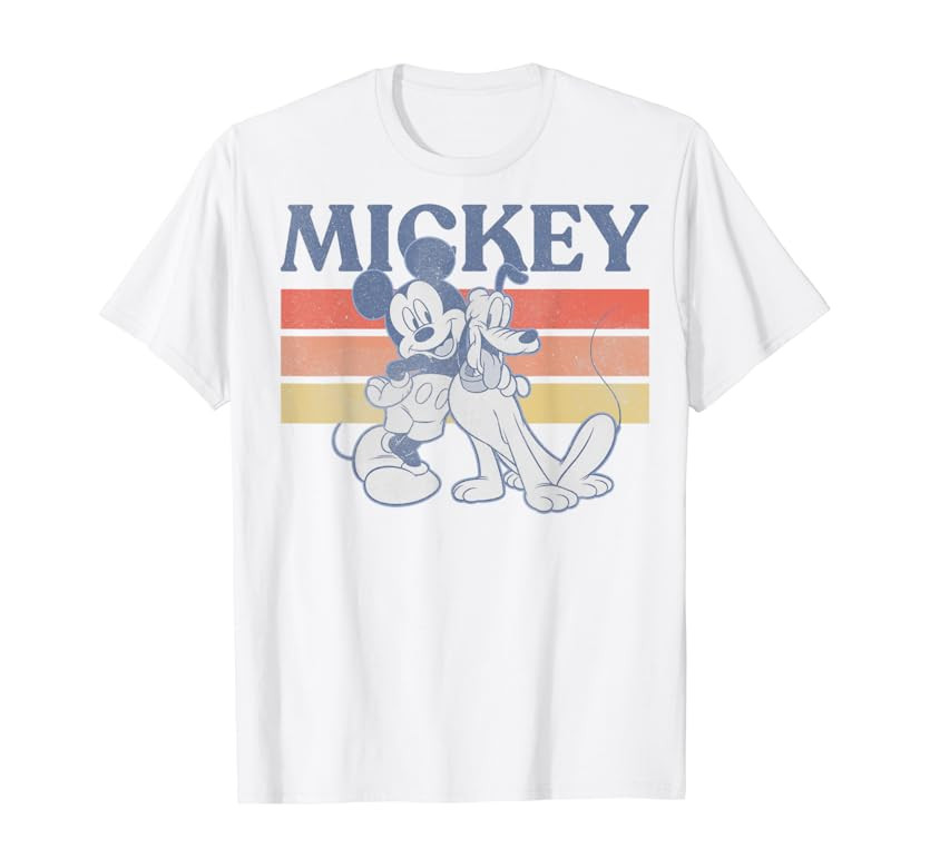 Disney Mickey And Friends Mickey And Pluto Retro Line T-Shirt | Amazon (US)