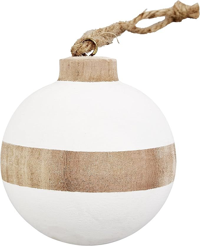 Amazon.com: Mud Pie Paulownia Wood Christmas Ornament, Ball, 4" x 3.25" : Everything Else | Amazon (US)