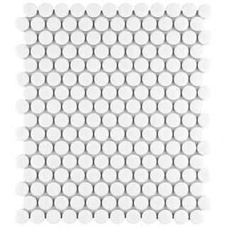 Merola Tile Metro Penny Matte White 9-3/4 in. x 11-1/2 in. Porcelain Mosaic (8.0 sq. ft./Case) FD... | The Home Depot