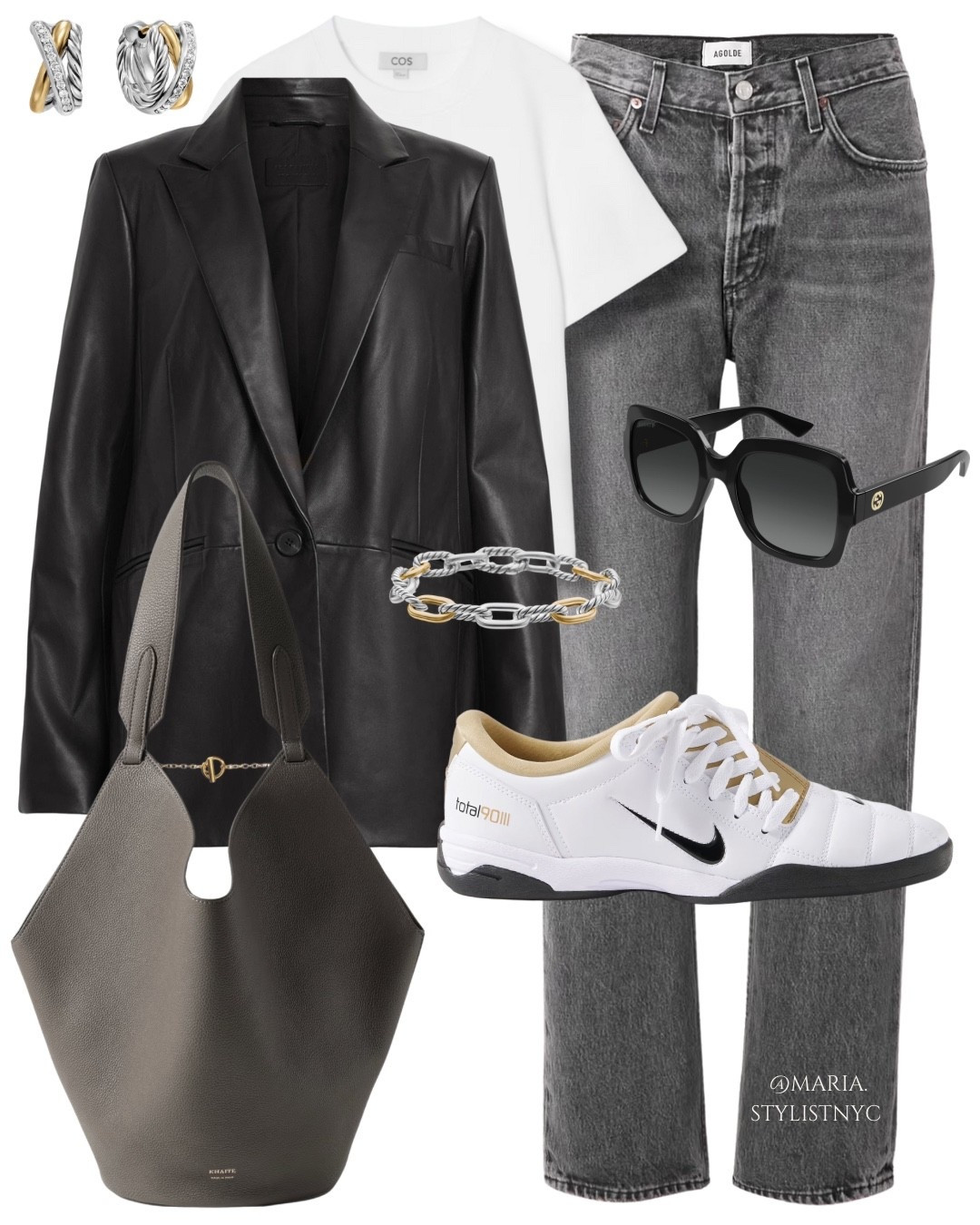 Leather Blazer + Gray Jeans + Sneakers 👟 

#LTKStyleTip #LTKSeasonal #LTKItBag