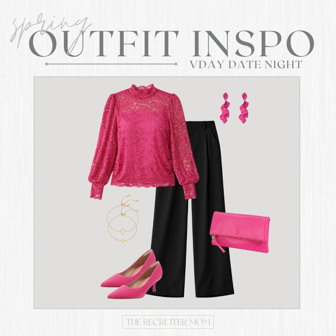 Hot Pink Lace Blouse & Black Pants Valentines Date Night Outfit  

 

#LTKValentine #LTKOver40 #LTKMidsize