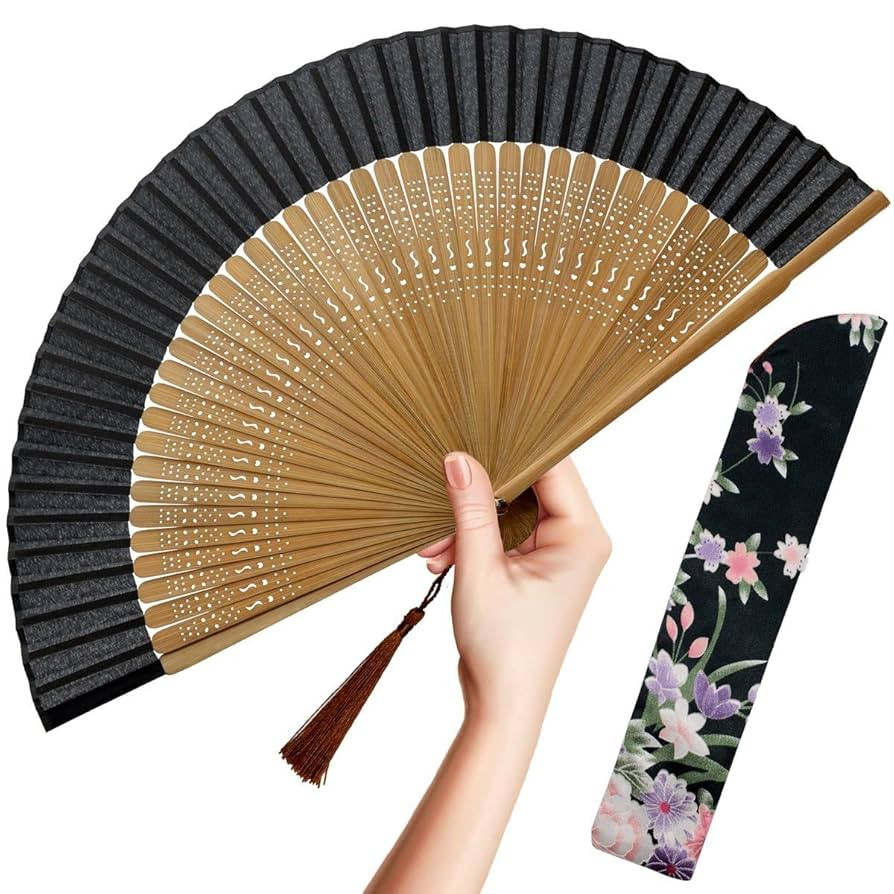 OMyTea Folding Hand Fan for Women - Foldable Chinese Japanese Vintage Bamboo Silk Fan - for Hot F... | Amazon (US)