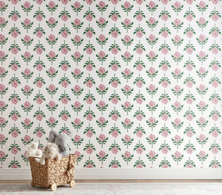 Roller Rabbit Rosebud Wallpaper | Pottery Barn Kids