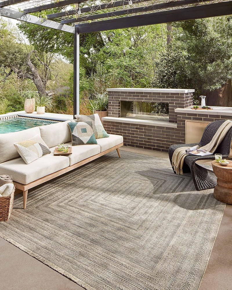 Loloi II Dawn Collection Indoor/Outdoor DAW-01 Natural 8'-10" x 12'-2" Area Rug | Amazon (US)