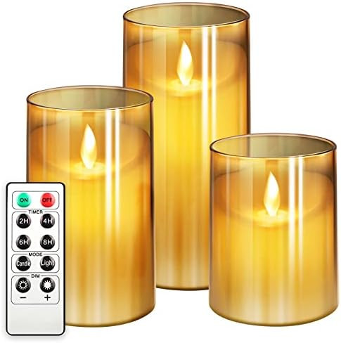 Amber Flickering Flameless Candle, Realistic LED Candles with Remote Timers, Warm Light Candles f... | Amazon (US)