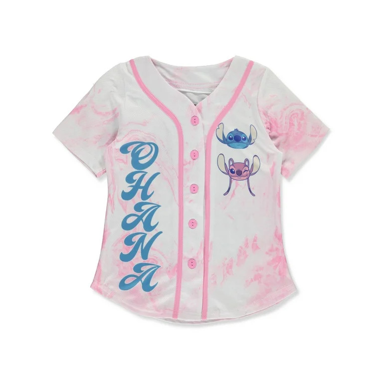 Disney Lilo & Stich Girls' Baseball Jersey - pink, 6 - 6x (Little Girls) | Walmart (US)