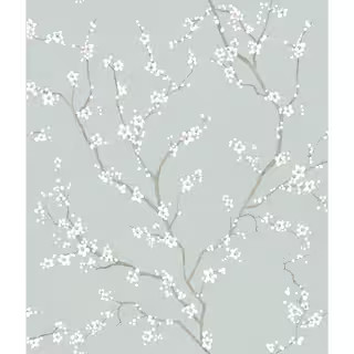 Blue Cherry Blossom Blue Vinyl Peel & Stick Wallpaper Roll (Covers 28.18 Sq. Ft.) | The Home Depot