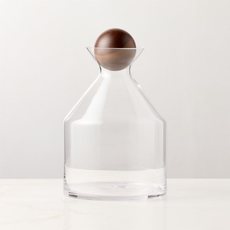 Pico Glass Decanter with Wood Stopper Wide 68 oz | CB2 | CB2
