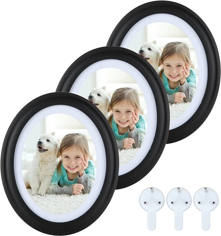 SENENQU 3Pack Oval Picture Frames 5x7 Black Oval Frames with Mounting Screws and Hooks | Amazon (US)