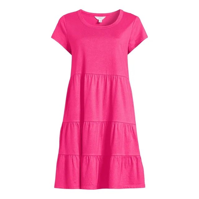 Time and Tru Women's Tiered Knit Dress | Walmart (US)