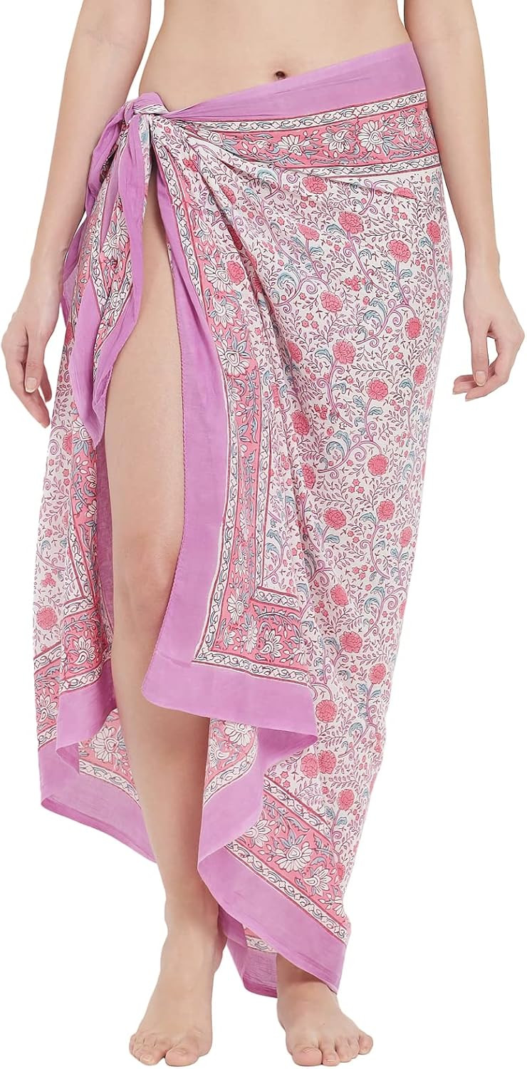 parihan Swimsuit Beach Sarong Cover Ups for Swimwear Women-Hand Print Wrap Skirt | Amazon (US)