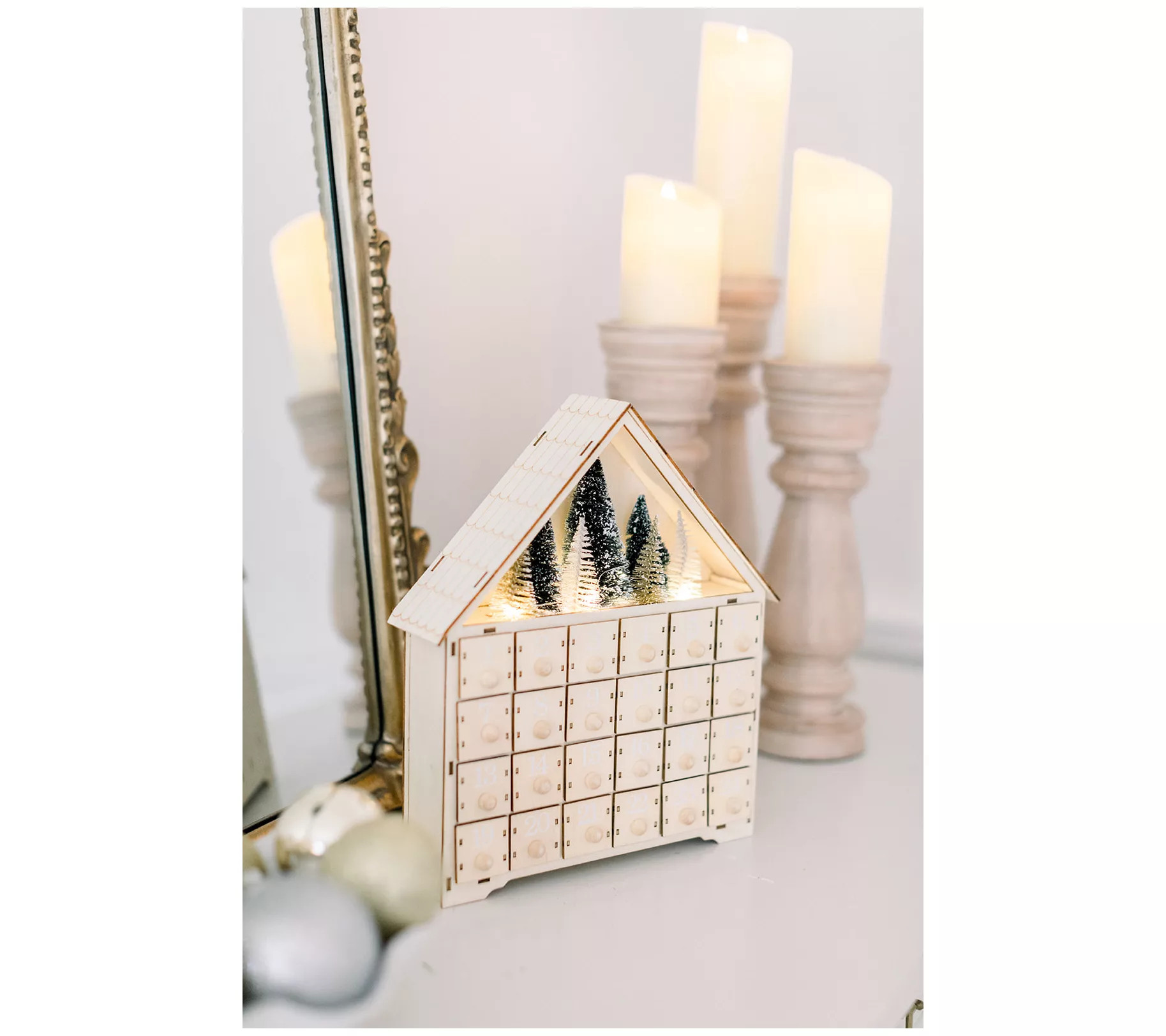 11.8" Illuminated Wooden Advent Calendar by Lauren McBride | QVC