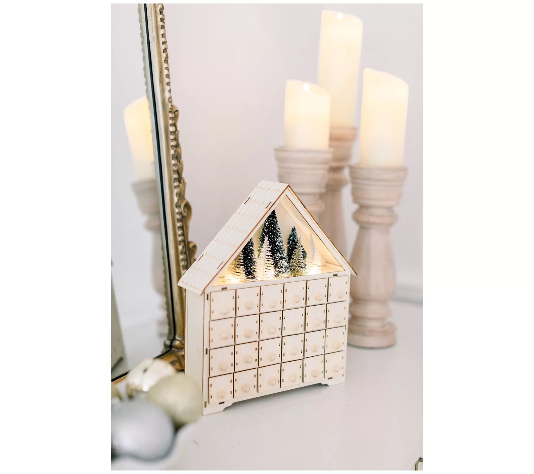 11.8" Illuminated Wooden Advent Calendar by Lauren McBride | QVC