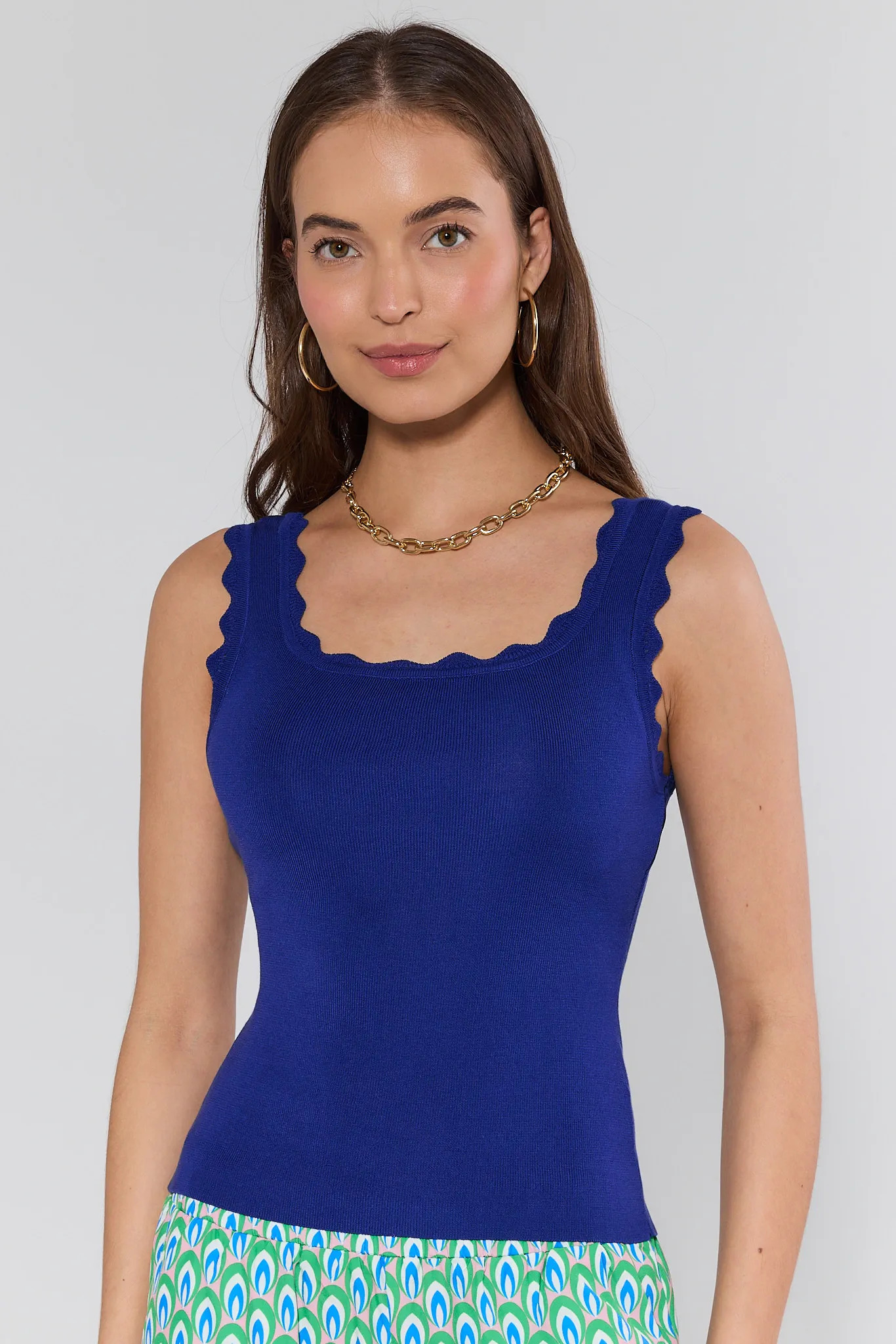 Posie Blue Scalloped Tank Top | Avara