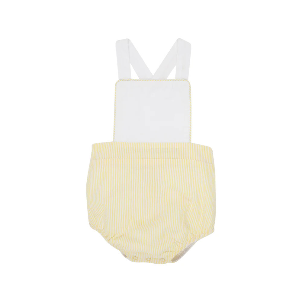 Sayre Sunsuit - Worth Avenue White with Seaside Sunny Yellow Seersucker | The Beaufort Bonnet Company