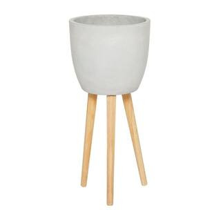 29 in. H x 13 in. W Grey Fiber Clay Contemporary Planter | The Home Depot