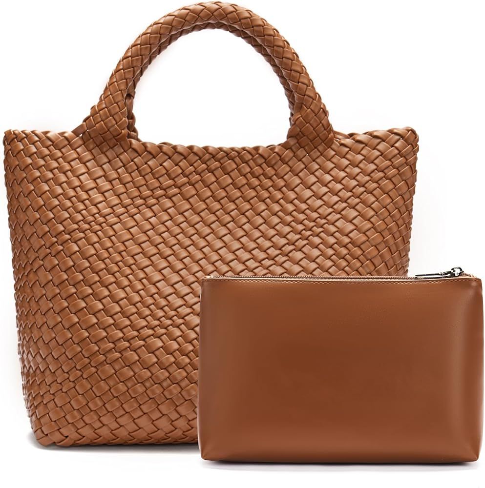 BOSTANTEN Woven Bags for Women Large Leather Tote Bag Summer Beach Travel Handbags Shopper Should... | Amazon (US)